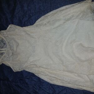 BeBop Cream Halter Gown with Bishop Sleeves